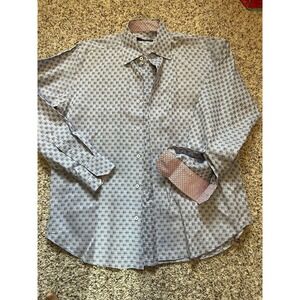 Bugatchi Uomo Long Sleeve Dress Blue Shirt Designer Plaid Sz M Great Condition